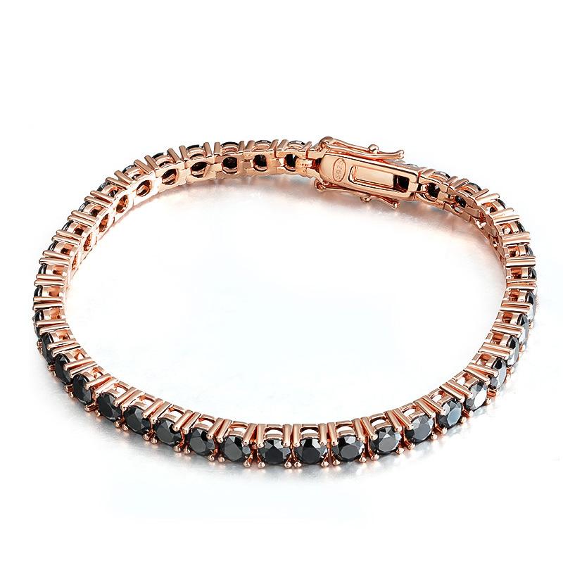 KNOBSPIN 3mm 4mm Black Moissanite Tennis Bracelet Full Diamond GRA 925 Silver Plated Hiphop Bracelets for Women Man