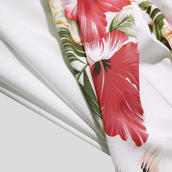 Plážová košile s květinovým potiskem, límeček, jednořadý pánský top s krátkým rukávem na dovolenou