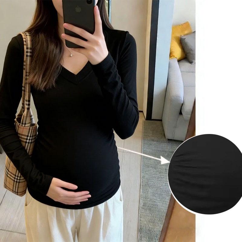 

Customized V-Neck Top for Pregnant Women - Trendy Slimming Base Layer for Spring/Autumn 3XL (165-185 Jin)