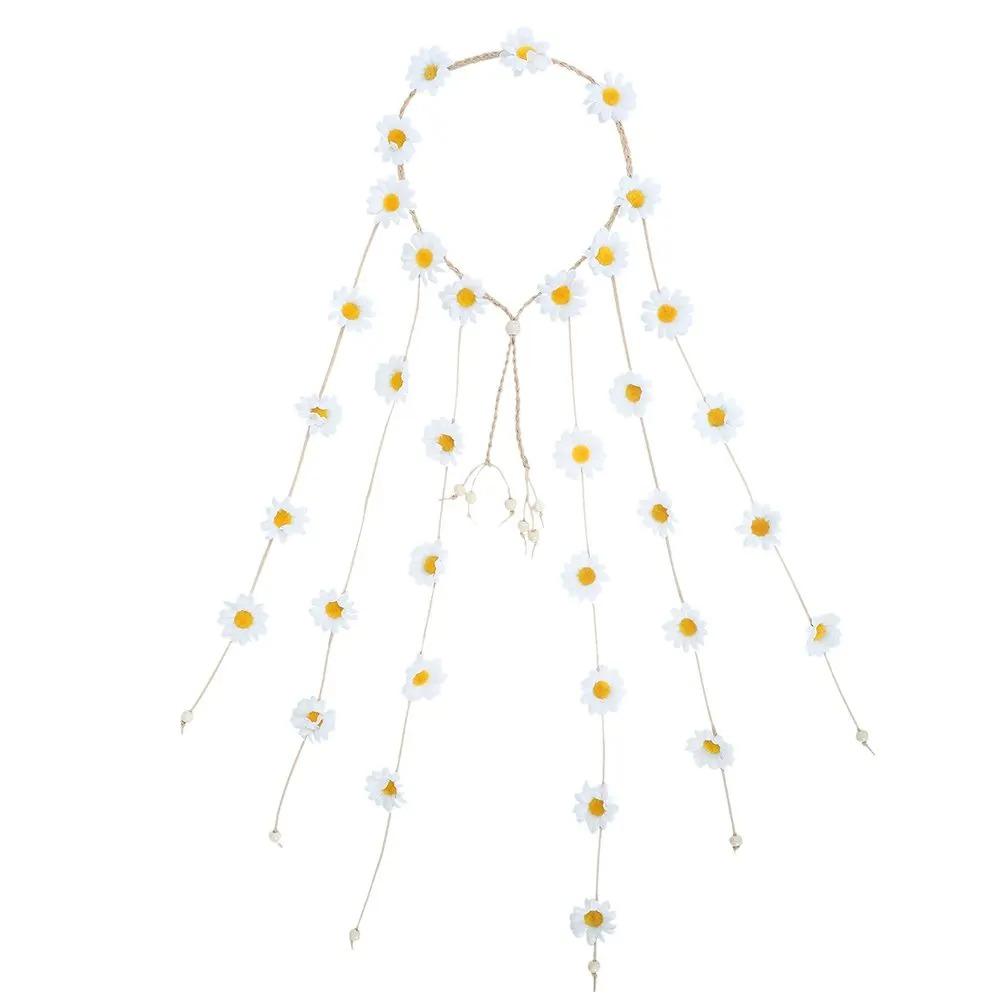 

Повязка на голову «Ромашка-Подсолнух», Цветочная корона, Винтажная бохо-сказочная повязка для свадебной вечеринки, костюма, фотосессии, украшение белый