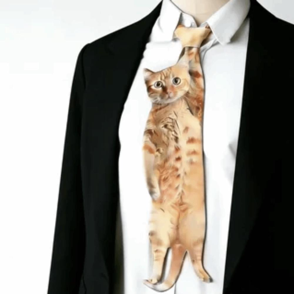Lifelike Animal Pattern Tie Unique Novelty Necktie Costume Party Cat-shaped Tie  Festive Gatherings