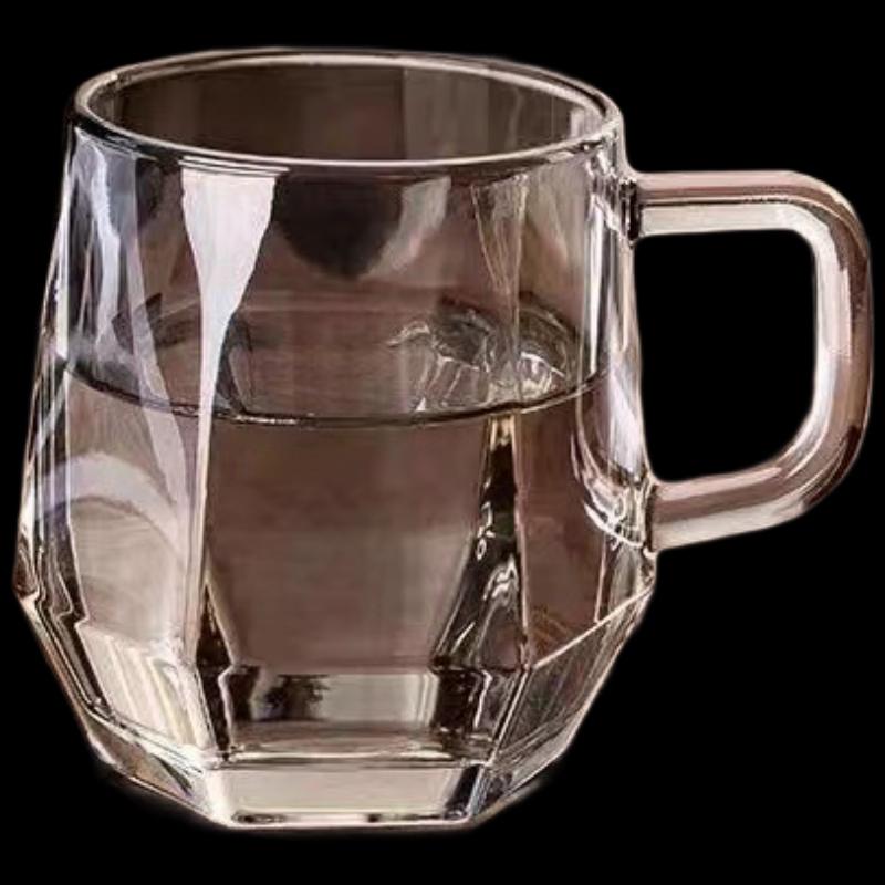 Shangqi Smoky Grey Hexagonal Handle Glass Cups - 280ml (10-Pack)