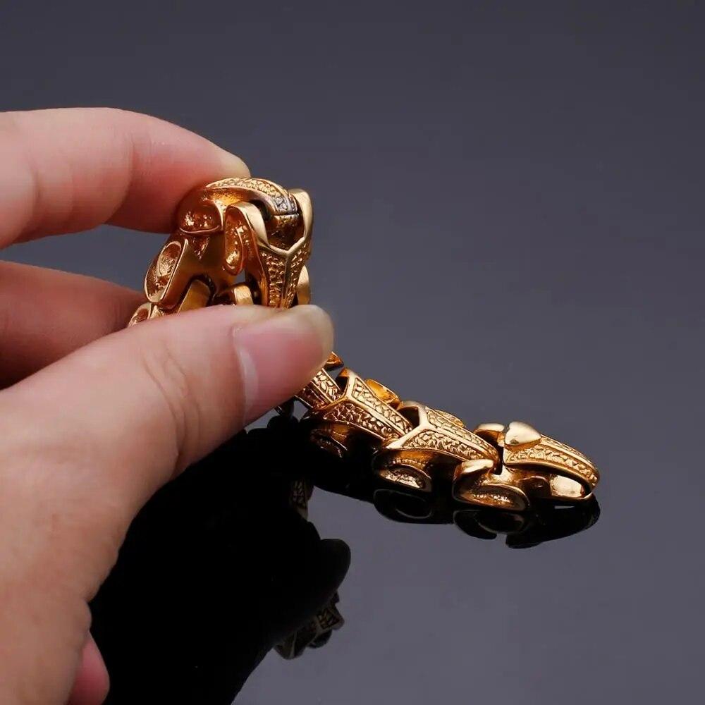 Pulseras Punk de acero inoxidable con forma de dragón para hombre, pulsera y brazalete, joyería