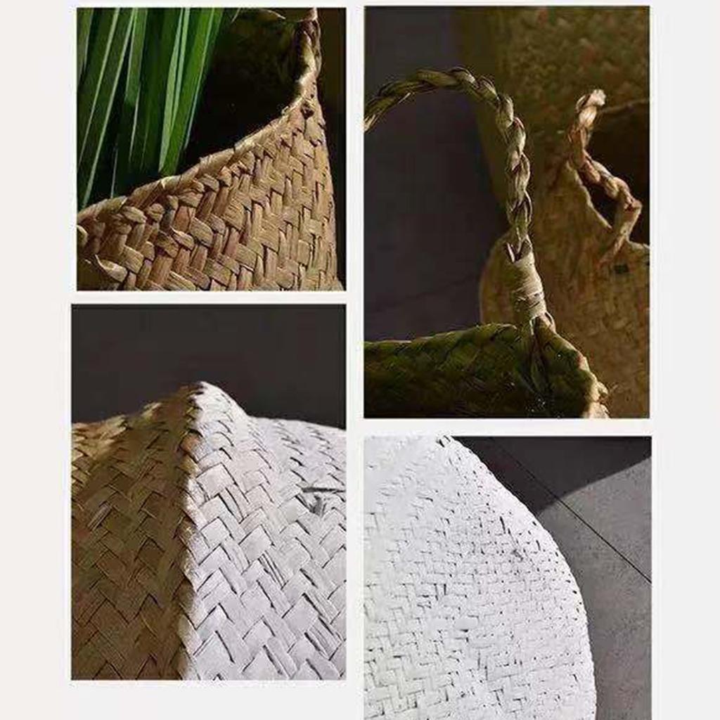 Rattan Baskets Foldable Weaved Storage Baskets With Handle Sundries Laundry Storage Containers Home Decoration Accessories