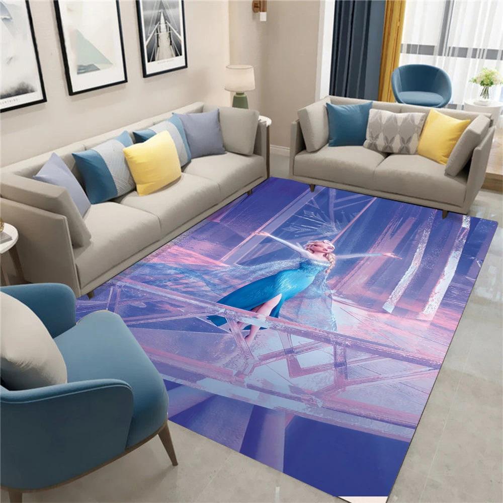 Tapete de Área Floco de Neve Elsa Congelada para Decoração de Quarto de Meninas, Tema Princesa, Quarto de Bebê, Sala de Jogos, Tapete Macio de Chão, Presente para Crianças Fãs