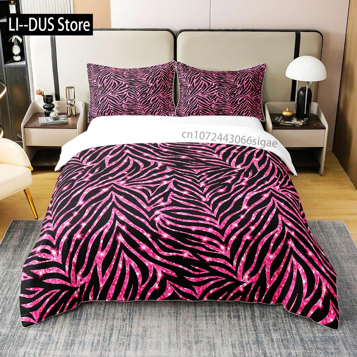 

Комплект постільної білизни з принтом зебри, Декоративна стьобана 3-компонентна ковдра з принтом зебри, смугастим тваринним принтом, 2 наволочки, розмір кінг EU single(135x200cm)