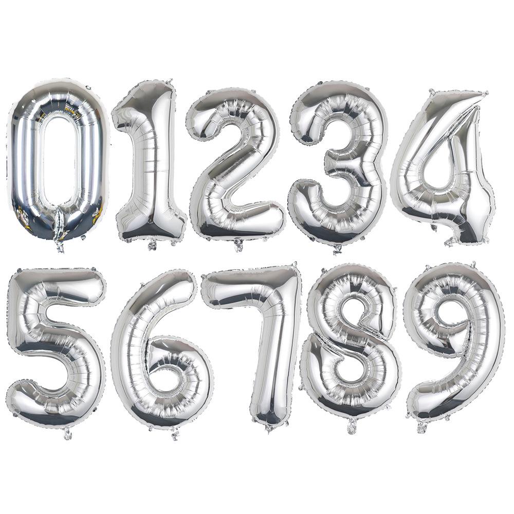 32-Inch Body Shaping Numeric Balloons - Gold & Silver, Floating Birthday & Celebration Decor
