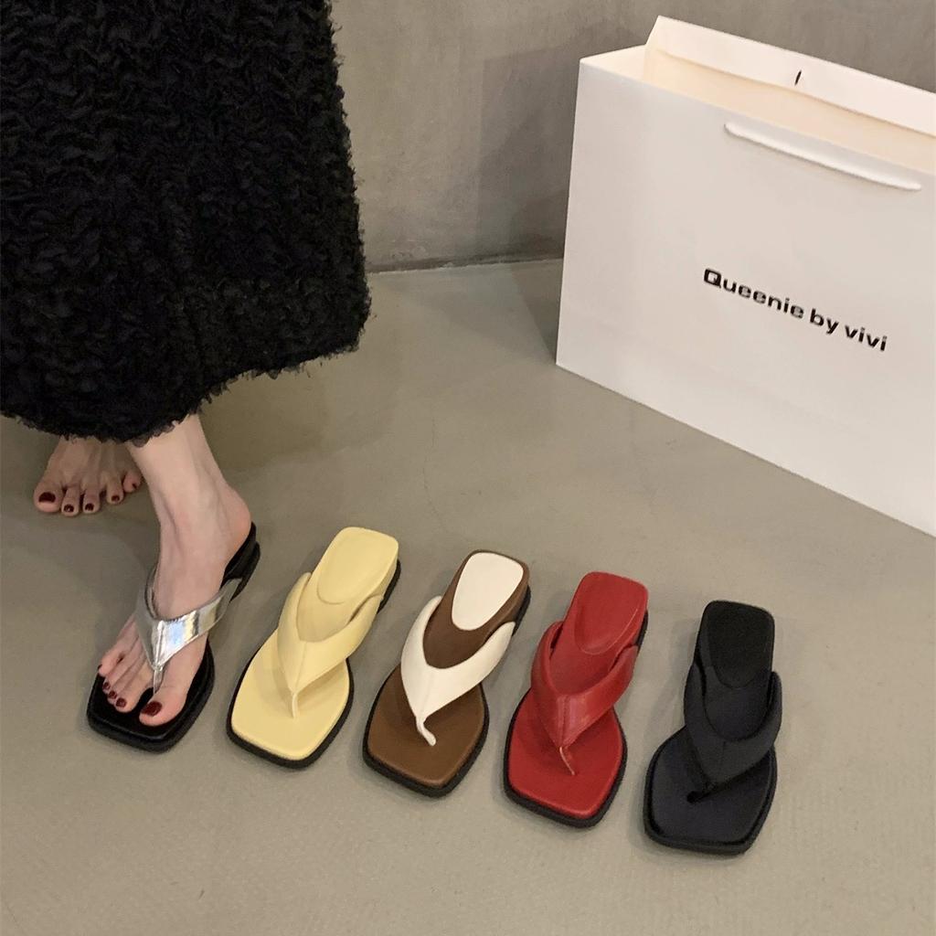 Wedge heel silver pinch flip-flops shoes women's shoes casual outer wear 2025 new summer skirt sandals