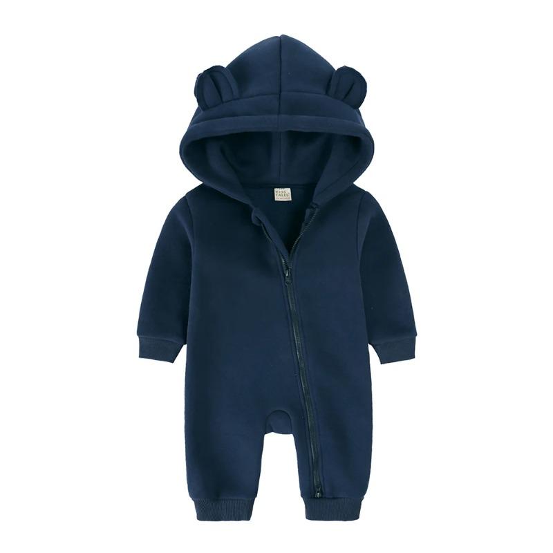 Baby Boys Girls Clothes Long Sleeve Rompers Solid Hoodies Bear Jumpsuit Costume Infant Onesies Bodysuit Newborn