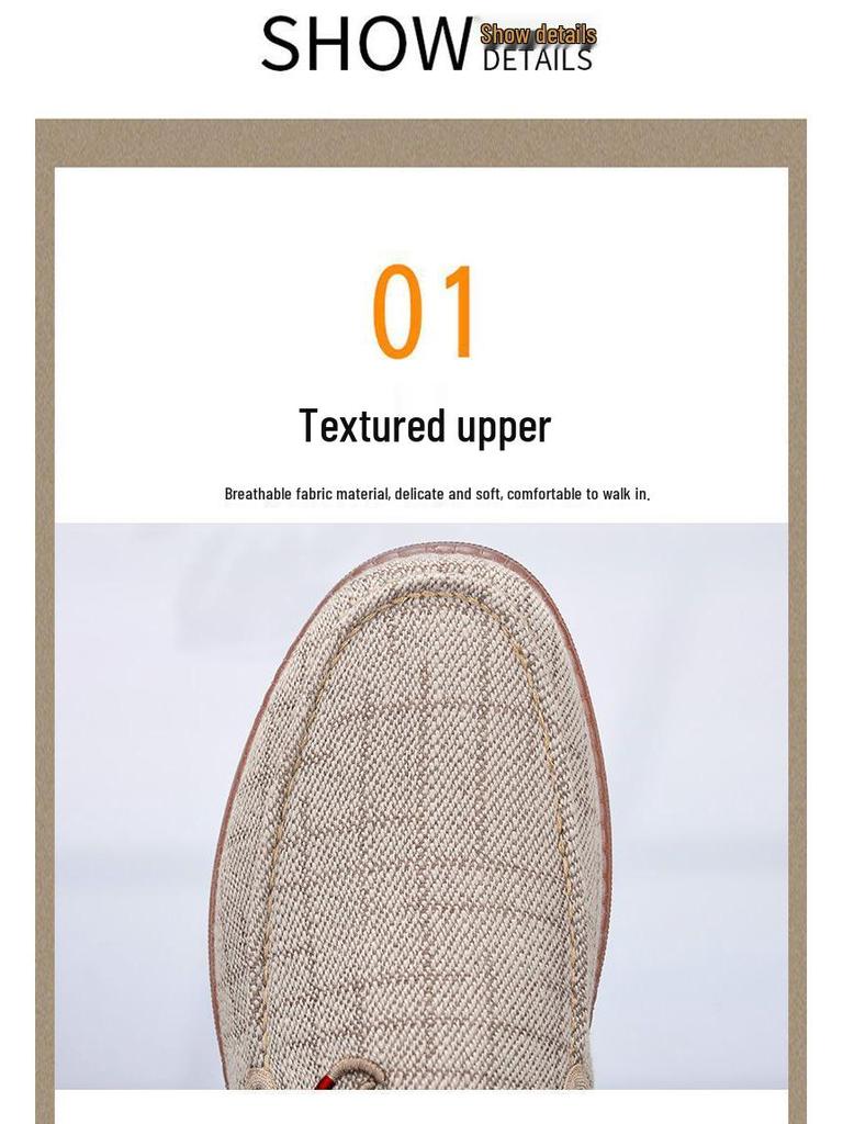 Men's Slip-on Old Beijing Canvas Shoes - Breathable, Non-slip, Wear-resistant Sole, Spring/Autumn Casual Footwear