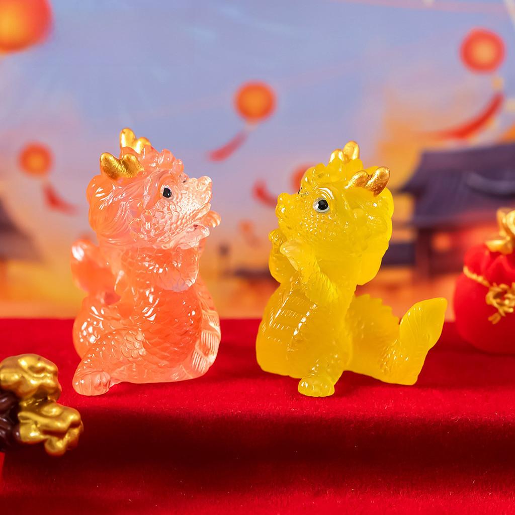 Cute Semi-transparent Lucky Dragon Resin Figurine Desk Ornament Blind Box Accessory