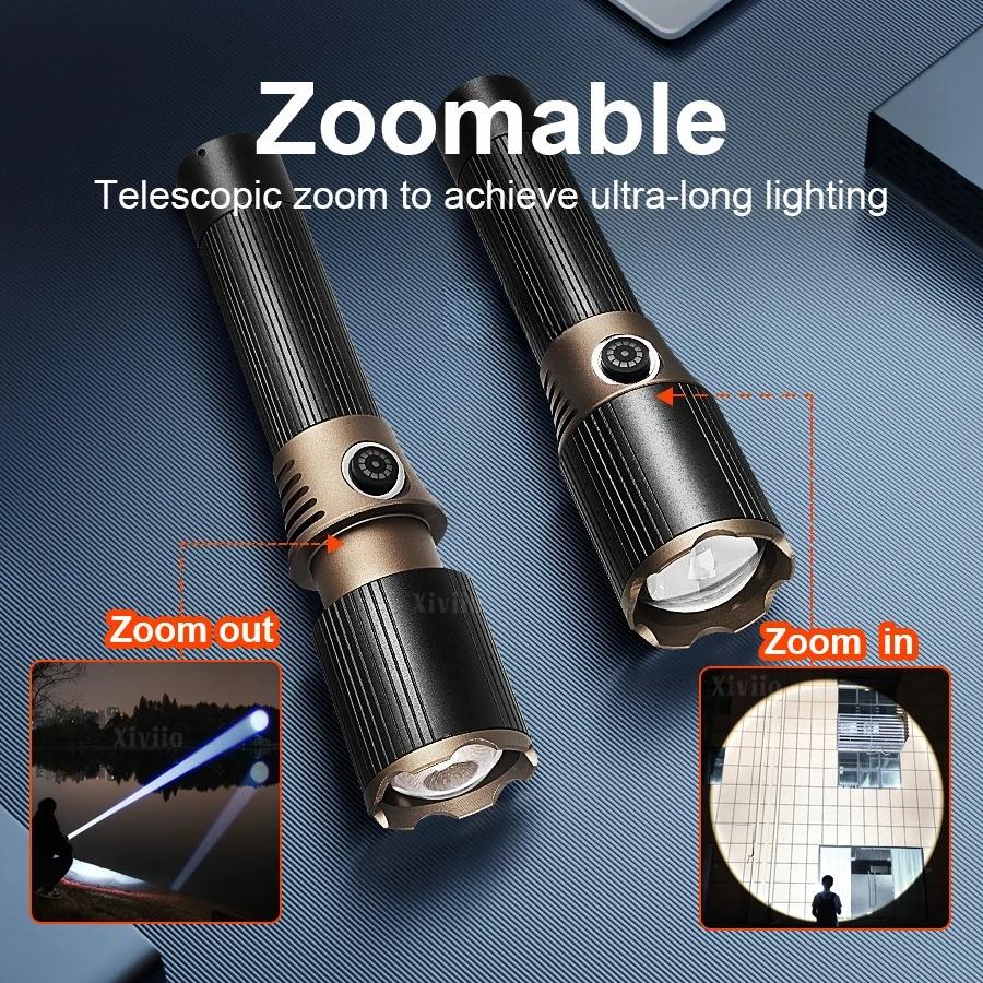 High Power Handheld Led Flashlights Portable Outdoor Camping 3 Lighting Modes Aluminum Alloy Zoomable Light Waterproof Torch