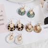 European and American Style Jewelry, Leather Inlaid with Round Personalized Retro Abalone Shell Exquisite Earrings
