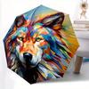 1pc Colorful Wolf Head Art Pattern Automatic Umbrella is Fashionable and Good-Looking, Suitable for Travel and Daily Use.R089