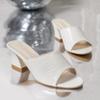 Summer new thick heel slippers women wear fish mouth snake pattern one word high heels fashion cool slippers