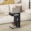 C-shaped Side Table/nightstand with 4 Shelves, Casters, Coffee Table, Living Room Table/laptop Table for Living Room/bedroom, 40 X 30 X 69 Cm, Black
