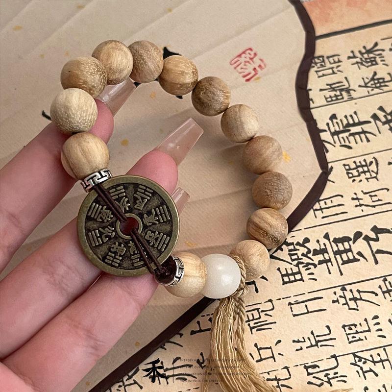 Zen Ancient Wind Bracelet: Chinese Mountain Ghost Coin, Retro Tai Chi Bagua, Simple & Versatile Design