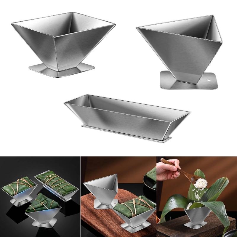 Stainless Steel Zongzi Mold DIY Traditional Chinese Food Rice Dumplings Rice Balls Making Molds Triangular Trapezoidal