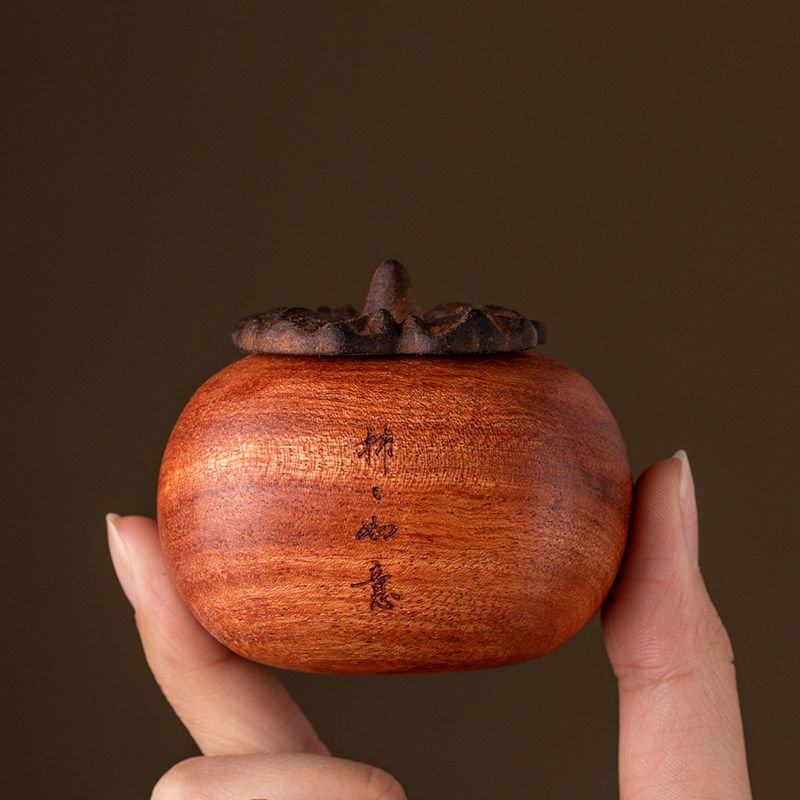 Persimmon-Shaped Aroma Diffuser with Essential Oils, Wooden Diffuser for Bedroom, Aroma Stone Ornament, Car Diffuser Wood Persimmon Ruyi Style