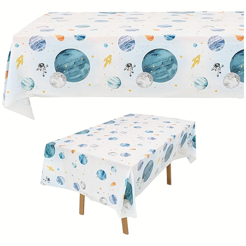 1pc Watercolor Outer Space Planet Print Tablecloth, Dining Table Cover for Kitchen Restaurant Home
