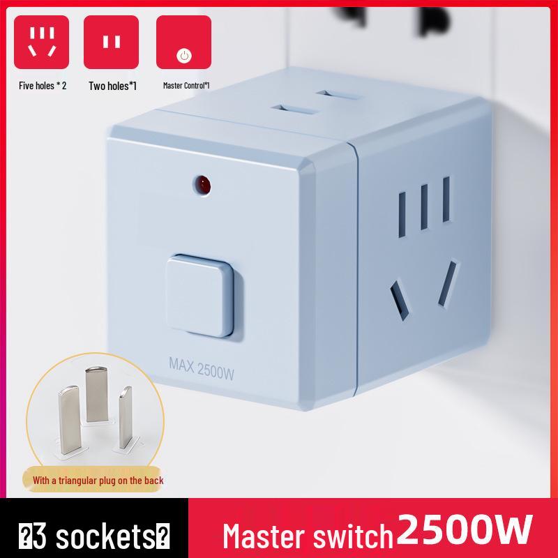 Multi-Functional Wireless Rubik's Cube USB Plug with Power Switch and Outlet Strip