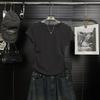 Summer Woman V Neck T Shirt With Wrinkled Design And Slim Fit For Casual Wear