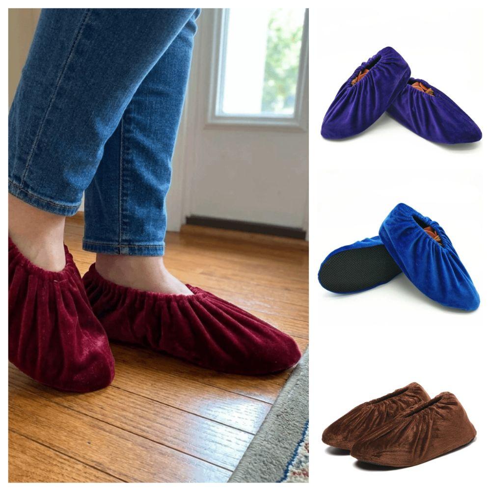 3Pairs Reusable Non Slip Shoe Covers Elastic Durable Shoe Protector Breathable Soft Short Fabric Overshoes Indoor Use