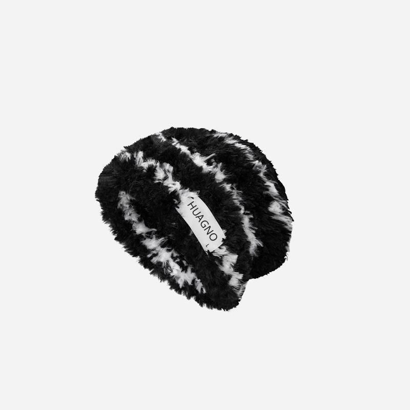 

New Style Knitted Hat - Winter Woolen Patterned Hat, Slimming Effect on Face, Plush and Warm, Thick Headband, Ear Protection чорний