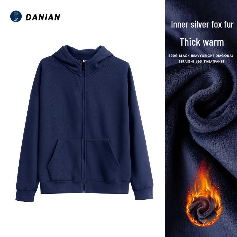 

Custom Logo Hooded Zipper Workwear: Men s Autumn/Winter Velvet Uniform for Team Building XXL