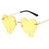 Colorful Ocean Creative Unique Luxury Heart Women Sun Glasses Rimless Sunglasses Tear Shape