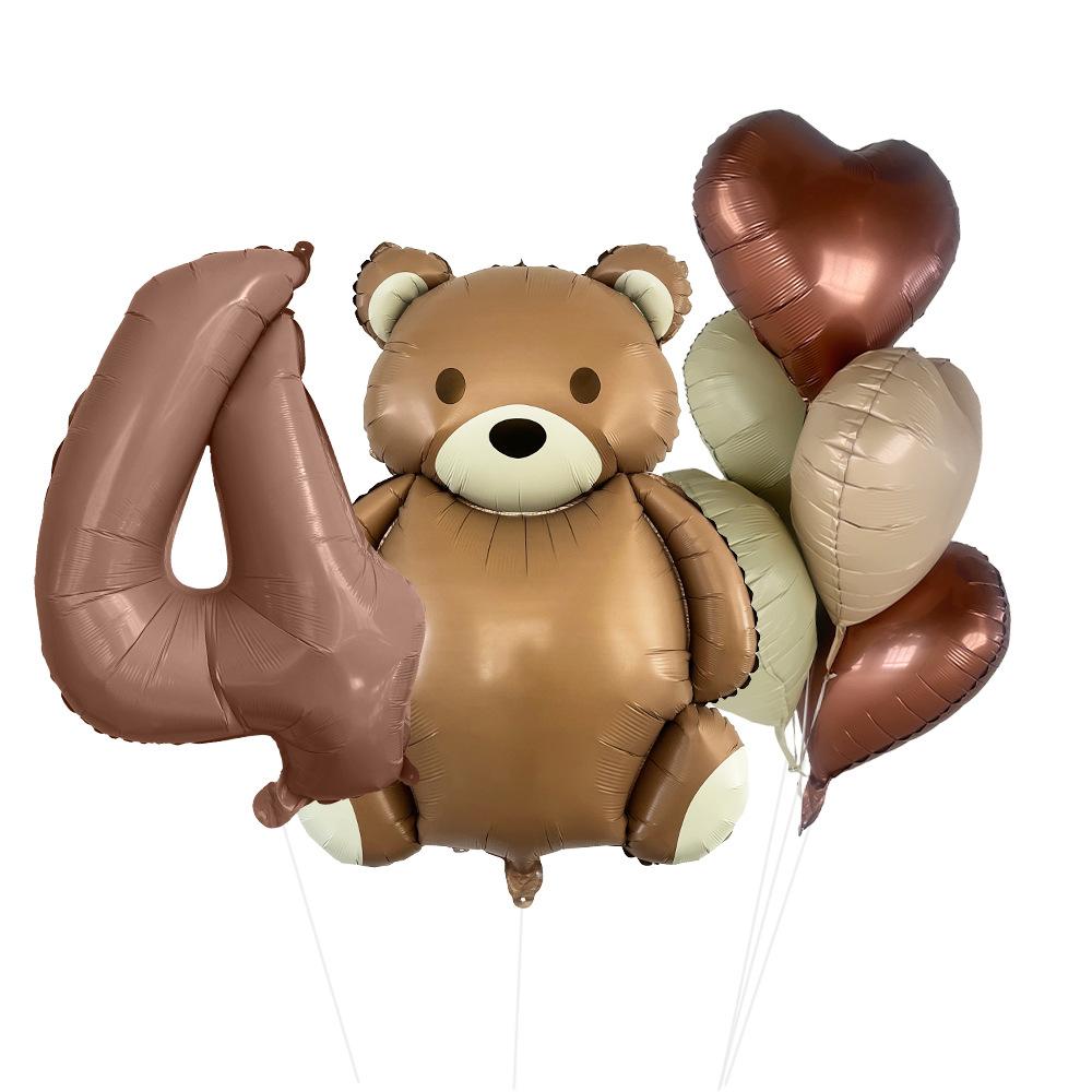 Matte Bear Aluminum Film Balloon Set Love Digital Children'S Birthday Party Decoration Decoration Bear Birthday Party
