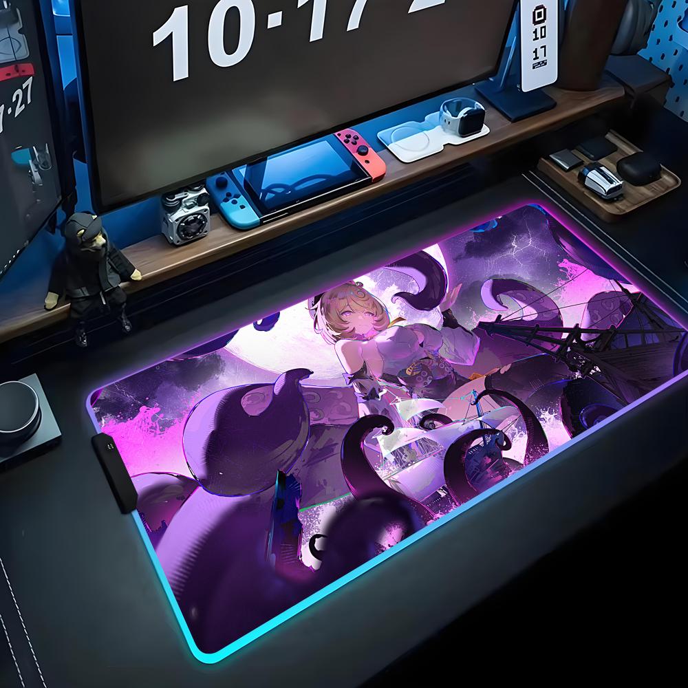 Zenless zone zero Muismat RGB Gaming Muismat Grote LED Pad PC Bureau Mat Lichtgevende Muismat Grote Toetsenbordmatten Tafelkleed Met