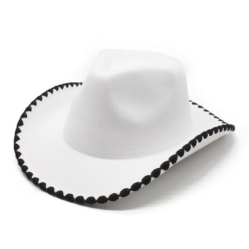 Crossed Edge Western Cowboy Hat Men'S And Women'S Outdoor Knight Hat Hemming Famous Style Curved Brim Top Hat