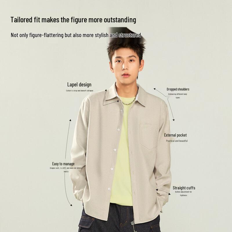 MINISO Men's Fleece-Lined Relaxed Fit Casual Shirt Jacket