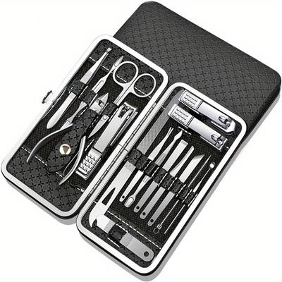 8/19-teiliges Maniküre-Werkzeugset mit Nagelknipser, mit tragbarer Reisetasche, Zange für abgestorbene Hautzellen, Nagelhautzange und Schneideset, Nagelknipser-Pediküre-Set