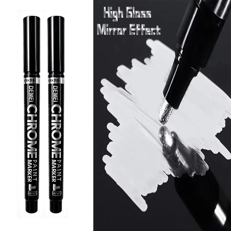 

2/10/20 Pcs Chrome Mirror Marker Pen 2mm DIY Reflective Paint Pen Permanent Gold SILVER Marker Touch Up, Model Painting, Marking
