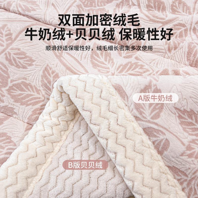 Winter Milk Flannel Blanket 3-piece Set Thickened Quilted Warm Office Nap Blankets Single Double Soft Plush Comforter Pillowcase