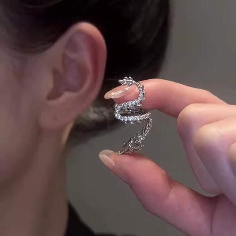 Punk Cool Dragon Earrings Jewelry Personalized Dragon Ear Cuff For Girls Men Kpop Dainty Ear Clips Ornament Exaggerated