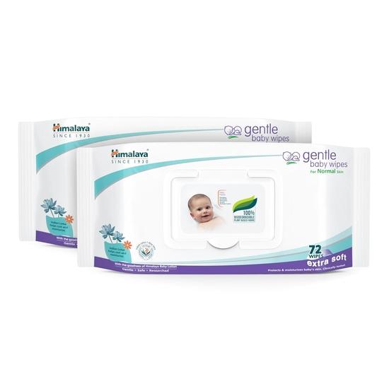 Himalaya Gentle Baby Wipes - 72 Pieces (Pack of 2) white