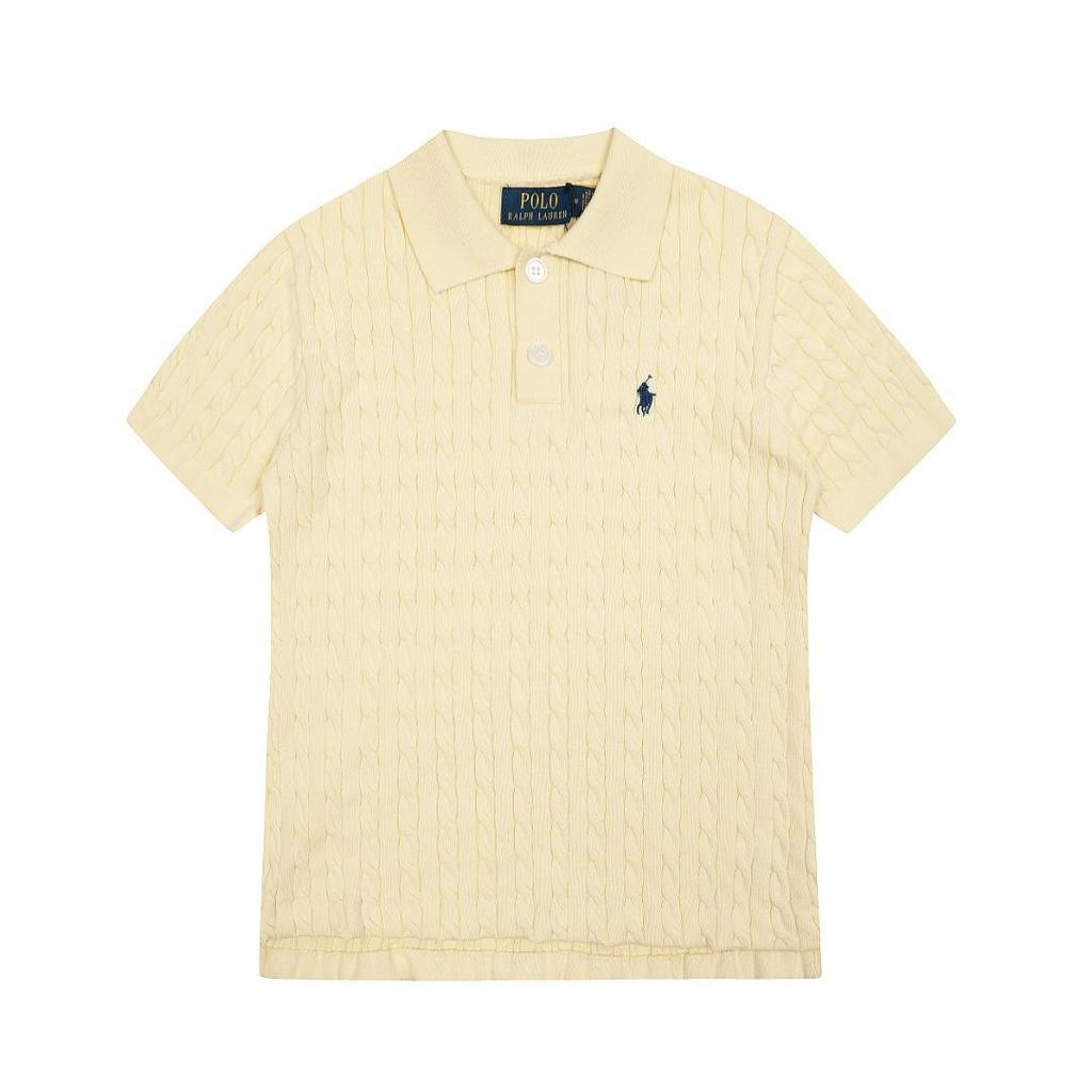 High-Quality 25SS All-Season Classic Versatile Lapel Double-Button Knit with Small Horse Embroidery, Short Sleeve
