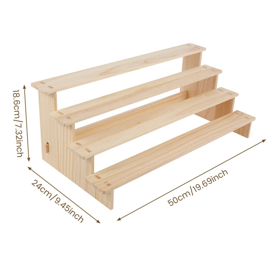 Large Wooden Display Riser Stand Doll Figure Toy Ladder Showcase Dispaly Shelf for Makeup Perfume Seasoning Organizer