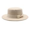 New style autumn and winter men's and women's flat-brimmed hats, fashion bows, flat-topped top hats, men's and women's woolen jazz hats