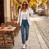 Women's Long Sleeve Button Front Lapel Jacket