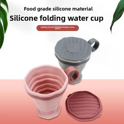 Coffee Cup Portable Folding Travel Water Cup Silicone Folding Casual Cup with Rope Travel Cover Mouthwash Cup