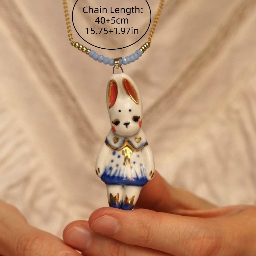 Cartoon Zirkustier Pullover Kette Perlen Schlüsselbein Halskette Kindlichkeit Halskette Lässiges Outfit