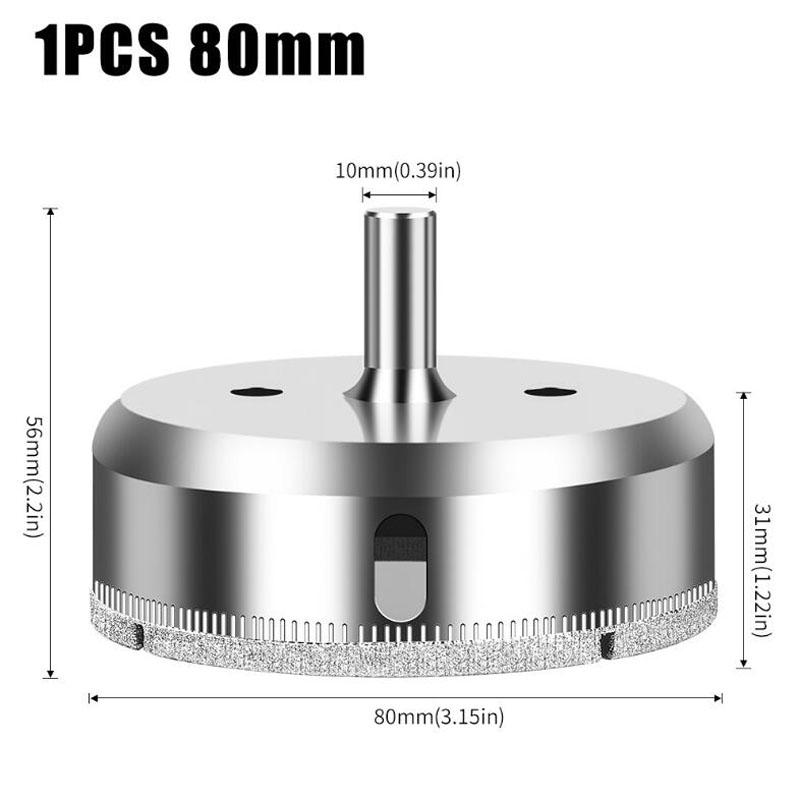 

Алмазный перфоратор Интегрированное стальное сверло для стекла Плитка Стена Мрамор Перфоратор Гальваническое сверло Открывалка для стеклянных отверстий 80mm