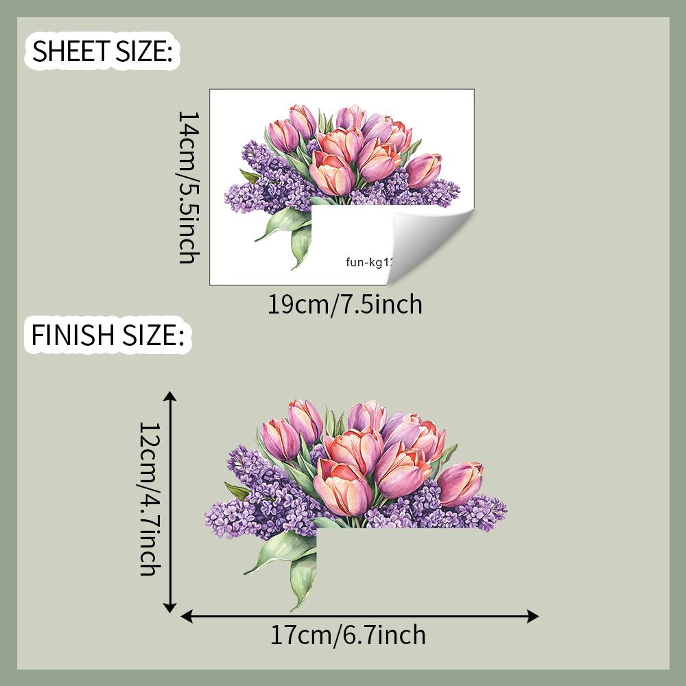 Hand Painted Purple Tulips Switch Plate Sticker for Bedroom Living Room Background Home Decor Self-Adhesive Removable Decal