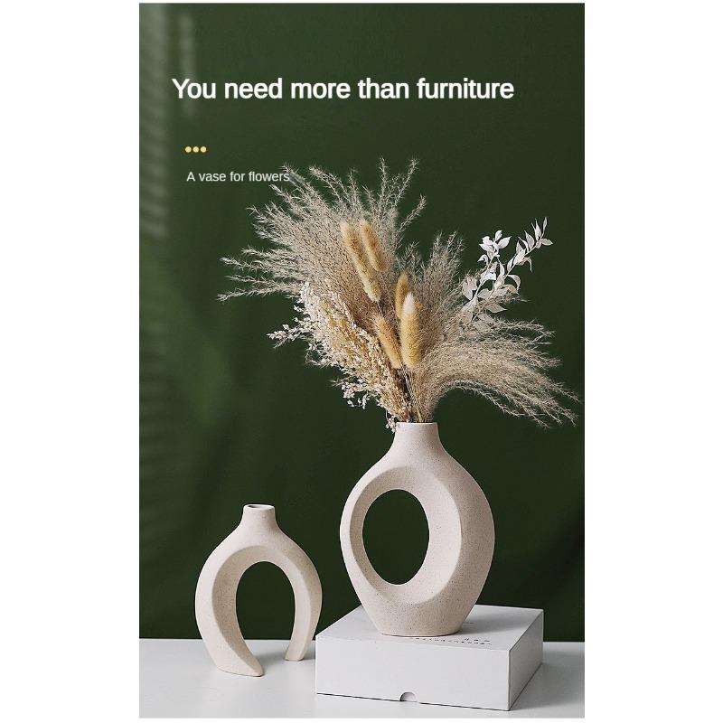 Nordic Ceramic White Vase Ins Style Creative Flowerpot Flower Arrangement Simple High Sense Wholesale European Entry Lux