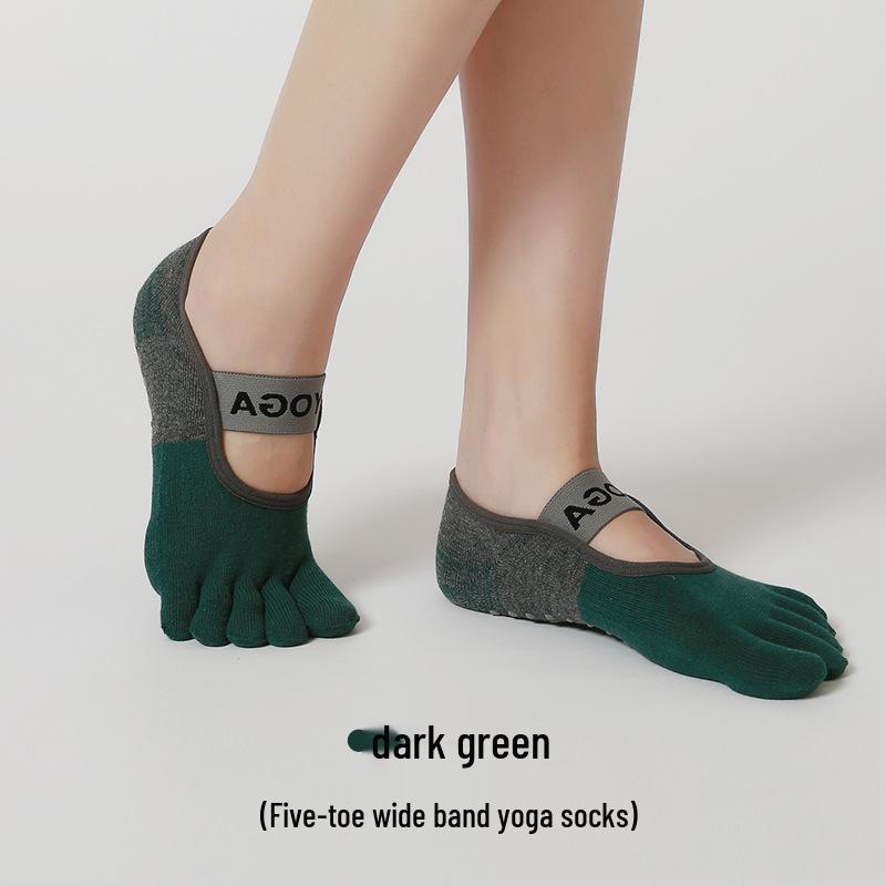 Women s Non-Slip Five-Toe Color Block Yoga Pilates Socks One Size