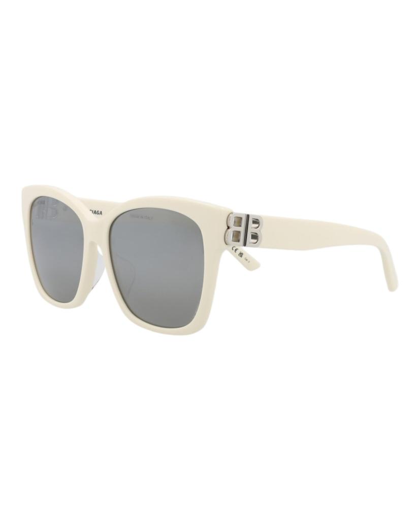 Balenciaga Sunglasses with Mirrored Asian BB0102SA and Gray Women's Lenses, Fit, 016, White, Silver,